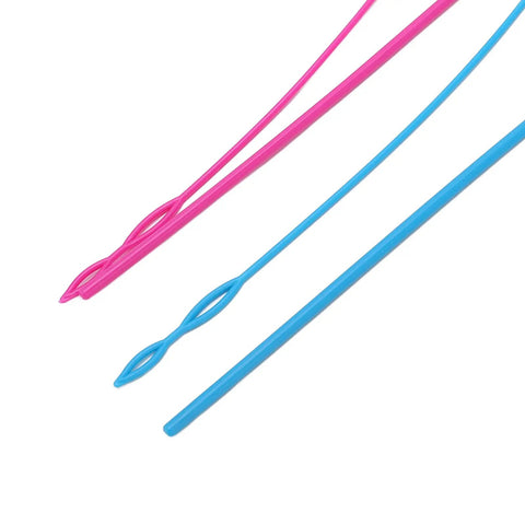 Loop Turner Sewing Tool Set Six Piece Stainless Steel Rope Threader Bead And Threading Device For DIY Knitting Projects Easy To Use And Highly Practical For Fast Tangle Free Sewing, pink and blue plastic loop turners