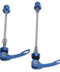 2 Pack Aluminum Alloy Bicycle Quick Release Skewers For Front 100mm And Rear 135mm Axles Red Color, shown in blue variant