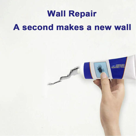 Universal Wall Repair Ointment And Sealant For Cracked And Peeling Walls Graffiti Patch Cream being applied to a wall crack