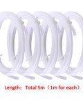 Five white PTFE tubing coils, 1 m each, for 3D printer filament (1.75 mm)