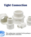 10 Pack One Half Inch PVC Male Thread Pipe Fittings White Two Way Coupling Adapters For Schedule 40 PVC Plumbing with sealing tape