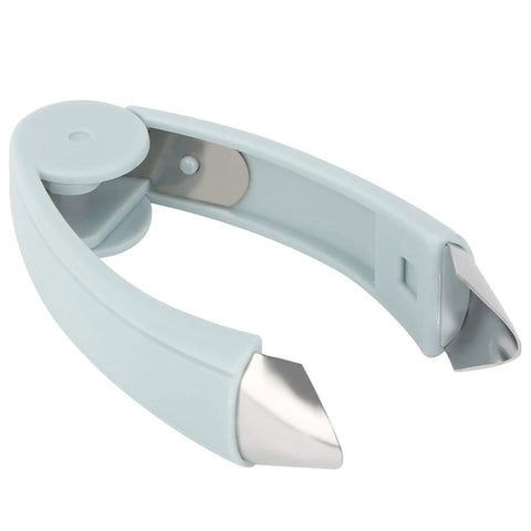 V Shape Fruit Core Remover And Strawberry Huller Stainless Steel Kitchen Gadget With Ergonomic Non Slip Handle in blue