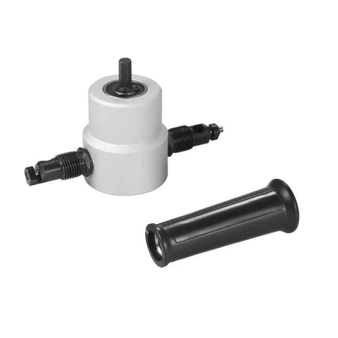 Double Head Nibbler For Metal Cutting, 360 Degree Adjustable Sheet Metal Cutter, with ergonomic handle attachment.