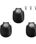 Three Piece Shower Knob Handle Replacement Compatible With Pfister Verve Taps Rust Proof matte black plastic dials with fasteners.