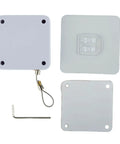 Punch-Free No-Drill Automatic Sliding Door Closer 1200G with Quiet Auto Return, white components, setup tools visible