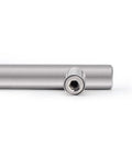 Close-up of brushed nickel Euro T-bar handle from 30 Pack 3 Inch Hole Centers Kitchen Cabinet Handles in stainless steel, 5 inch total length.
