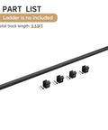 3.33ft Rolling Library Ladder Extension Track Kit For Home And Office With Aluminum Track Includes 4 Fasteners Heavy Duty 350 Lb Capacity Rust Resistant Finish Space Saving Telescoping Hook System, black track and fasteners
