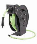 Open Face Retractable Air Hose Reel Three Eighths Inch By Twenty Five Foot Pro Grade Heavy Duty Lightweight Hybrid ZillaGreen
