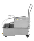 Commercial Fryer Filter Cart Mobile Oil Purifier for restaurant use, 55 liter heavy duty tank with filtration system.