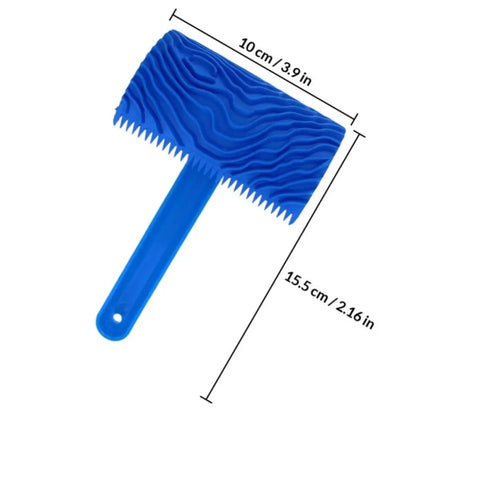 Professional Rubber Wood Graining Roller for achieving a true knockout wood grain look on drywalls, blue rubber construction, ergonomic handle.