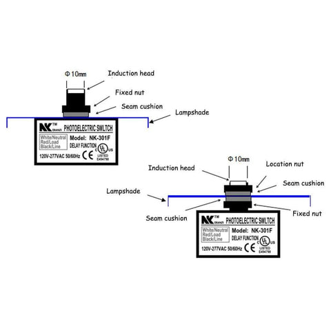 Diagram of Dusk To Dawn Photoelectric Sensor Switch For Outdoor Lighting, Flush Mount Photocell 120-277V, installation guide.