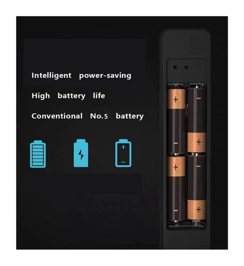 Close-up of Slim Fingerprint Smart Lock Featuring Quick Keyless Entry And Touchless Face Scan battery compartment with No.5 batteries.