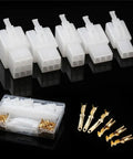 Awesome 580 Piece 2.8mm Crimp Wire Connector Kit With Male Female Plugs And Terminals For 2 3 4 6 9 Pin Wiring Projects That Are Totally Ready To Rock. 2.8mm white nylon connectors and brass terminals in case