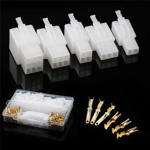 Awesome 580 Piece 2.8mm Crimp Wire Connector Kit With Male Female Plugs And Terminals For 2 3 4 6 9 Pin Wiring Projects That Are Totally Ready To Rock. 2.8mm white nylon connectors and brass terminals in case