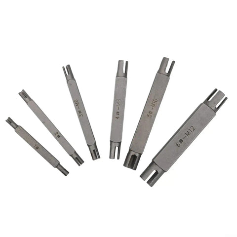 Super Cool 6 Piece Broken Tap Extractor Set With Double Ended Hex Screw Remove Tools Made From Tough Alloy Steel Thread Repair Kit For Damaged Taps In Silver Finish Sizes 4Mm To 12Mm, 6 silver extractors shown