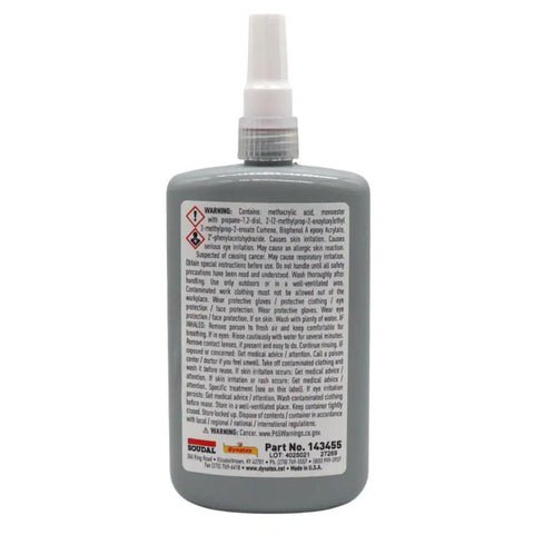 Back view of Red High Strength Thread Locker For Large Fasteners 8.45 Oz Bottle Permanent Locking Anaerobic Adhesive