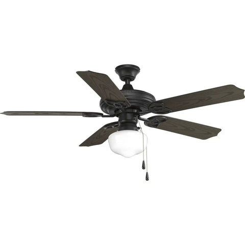 AirPro Collection 52 Inch Five Blade Indoor Outdoor Ceiling Fan with Toasted Oak Blades and Black Finish