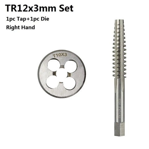 Premium HSS Trapezoidal Tap And Die Set 2 Piece Right Hand Machine Kit For Precision Metalworking Threading Projects With Durable Steel Construction That Slaps And Gets The Job Done Super Fast. TR12x3mm tap and die set