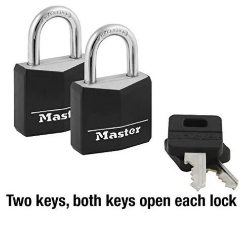 Black Outdoor Keyed Padlock Set With Weather Resistant Cover, Keyed Alike For Lockers, Fences And Equipment, 2 Pack