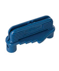 Center Offset Marking Tool For Woodworking, Blue Finish, Fits Standard Pencils, Center Hole Keeps Pencil Centered, Side View