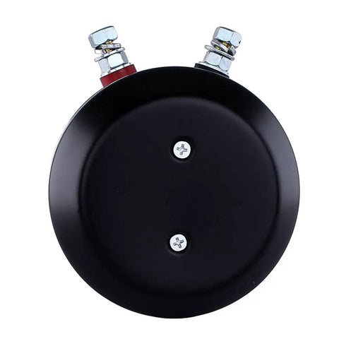 12V CW Pump Motor Replacement For Waltco Liftgates Fenner Stone, black circular motor end view with connectors