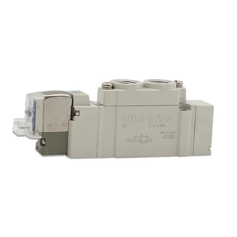 Top Tier SY5120 Pneumatic Solenoid Valve High Performance Industrial Grade 24V DC Actuator side view for hydraulic systems