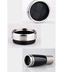 Dashing Portable Car Kettle With Sturdy Stainless Steel Build And 50 Watts Of Steady Heat, showing top and side views of the kettle.