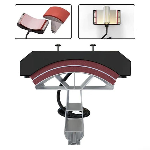 Fast Heating Cap Press Pad Element for Hat Heat Press Machine 5.5 by 3 in aluminum iron silicone 110V accessory side view
