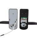 Kick Back And Relax With This Heavy Duty Smart Door Lock Boasting Instant Fingerprint Scan Plus Straightforward Password Entry And Smooth Phone App Hookup So You Can Easily Ditch Those Old House Keys At Your Front Door - Internal view with wiring and circuit board.