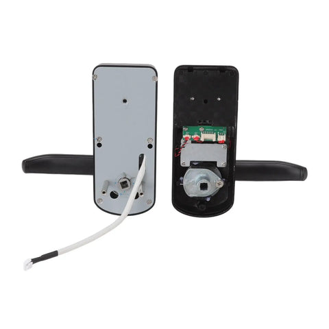 Kick Back And Relax With This Heavy Duty Smart Door Lock Boasting Instant Fingerprint Scan Plus Straightforward Password Entry And Smooth Phone App Hookup So You Can Easily Ditch Those Old House Keys At Your Front Door - Internal view with wiring and circuit board.