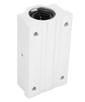 25mm Linear Motion Ball Bearing Slider Bushing For CNC And 3D Printer Rails Beefed Up Alloy Long Guide Axis With Stainless Steel Hardware Ultra Smooth Glide For Precision Machining, white block view