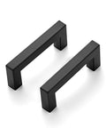 Two Three And A Half Inch Matte Black Square Cabinet Handles For Kitchen Cabinets Drawer Pulls Durable And Easy Install Modern Hardware Set