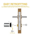Easy retrofitting guide for Fuss Free Fingerprint Smart Lock Door Knob Handle installation without drilling over existing cylinder.