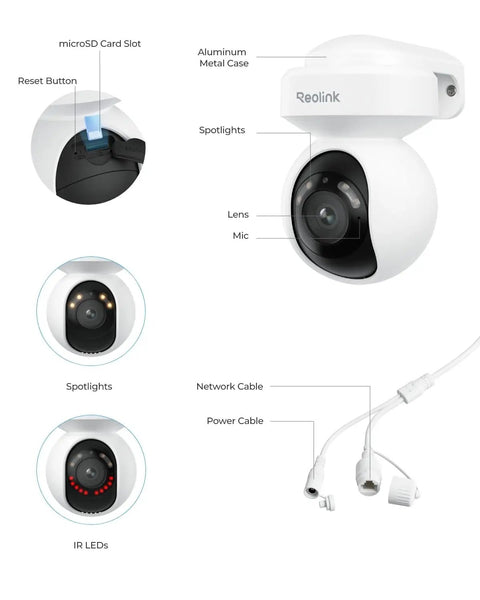 Diagram of 4K PoE Outdoor Security Camera With 355 Degree Pan And 50 Degree Tilt Color Night Vision Auto Tracking Smart Detection