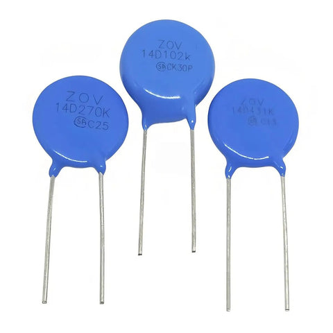 10 Pieces 14D681K 680V Disc Varistor Piezoresistor 14mm Go To Surge Protection For Electronics And Power Supplies Metal Oxide MOV Chip For Boards Plus Minus Ten Percent Tolerance, blue disc varistors with lead wires