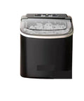 Hassle Free Countertop Ice Maker With Small And Large Cube Options For Campouts Tailgates And Home Bars Delivers Legit Cold Chill On The Fly In A Super Tight Footprint For Party Crews, compact black design with ice cubes visible.