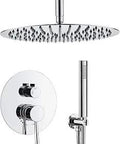 Heavy Duty Ceiling Shower System With 12 Inch Rain Shower Head And Handheld Spray All Metal Chrome Shower Fixture Complete With Brass Valve