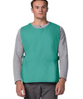Heavy Duty Cobbler Apron 3 Pack For Men And Women In Bold Surgical Green With Deep Storage Pockets worn by a model.