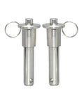 Heavy Duty Stainless Steel Quick Release Pin 10mm Press Lock Button Fastener Tool for heavy load jobs, two units displayed.