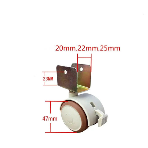 Rock Solid Four Pack Of Universal Type P Plate Casters featuring smooth rubber coated treads and tough plywood mounting stems, 47mm size.