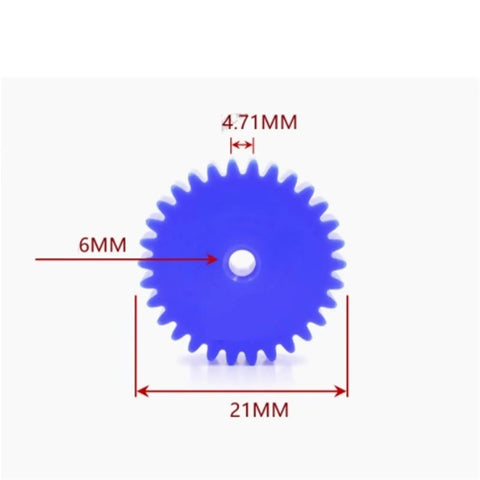 Blue Nylon Spur Gear 12T To 36T 1.5M Long Flat Cylindrical Drive Gear With 6mm Bore Easy Install