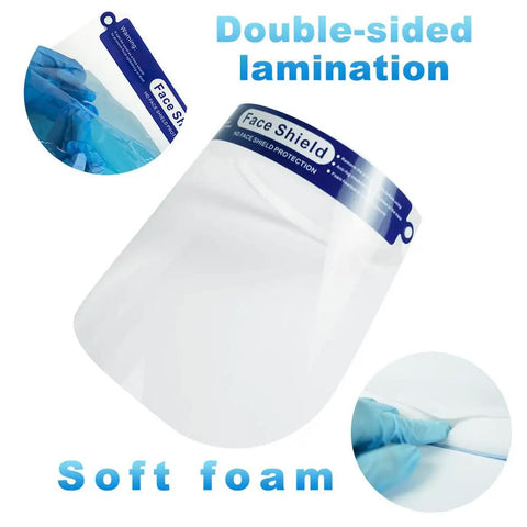 Fog Free Clear Face Shield For Glasses Wearers Pack Of 10 Anti Fog Coating Easy On Reusable Shield with double-sided lamination and soft foam