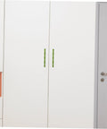 Vintage Style Zinc Alloy Cabinet Handles 2 Pack on white wardrobe, featuring green pulls, modern decorative furniture hardware