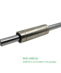 ReliaBot chrome-plated 8mm x 600mm linear motion rod shaft with cylindrical bushing, side view; LM8LUU not included