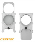 Two 4 Inch Aluminum Blast Gates for Dust Collection System, showing self-cleaning groove and easy sliding locking stop mechanism.