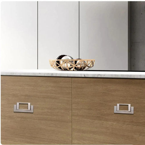 Edge Finger Pulls 2 Pack Concealed Cabinet Handles for Drawers and Cupboards, zinc alloy pulls on wooden cabinet