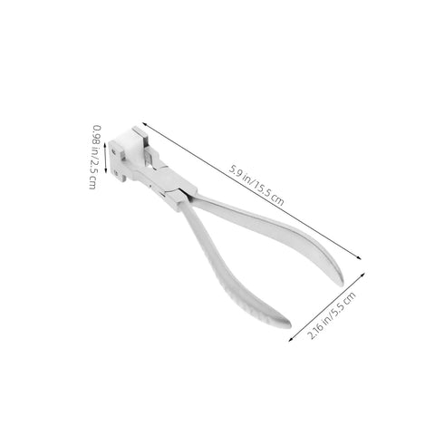 Stainless Steel Eyeglasses Frame Bending Pliers Pro Grade Gear Optical Repair Tool For Quick And Precise Glasses Fixing Easy To Use For Pros And DIY Fixers, showing dimensions.