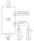 PV500 inverter wiring diagram for water pump with tank and well level sensors, matching Heavy Duty 11KW VFD Inverter Drive Box With Beefed Up Cooling System And Aluminum Block For Efficient Motor Control On Pumps And Fans Delivering Badass Reliability At 380V AC Power Supply Level Round The Clock.