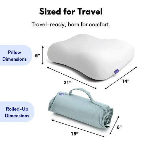 Compact Travel Memory Foam Neck Pillow For Deep Sleep On The Go Ideal For Hotels Camping And Side Or Back Sleepers dimensions