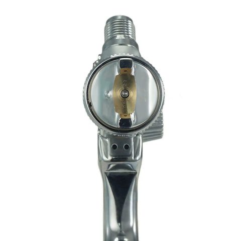 Close-up of 2.0mm HVLP Spray Gun With 1000ml Cup Beefy Stainless Needle, detailing the stainless nozzle and fluid controls.